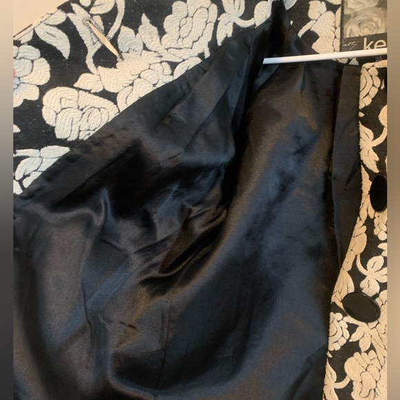 Vintage Kensie designer crop classic floral print button coat black and white - Picture 6 of 15